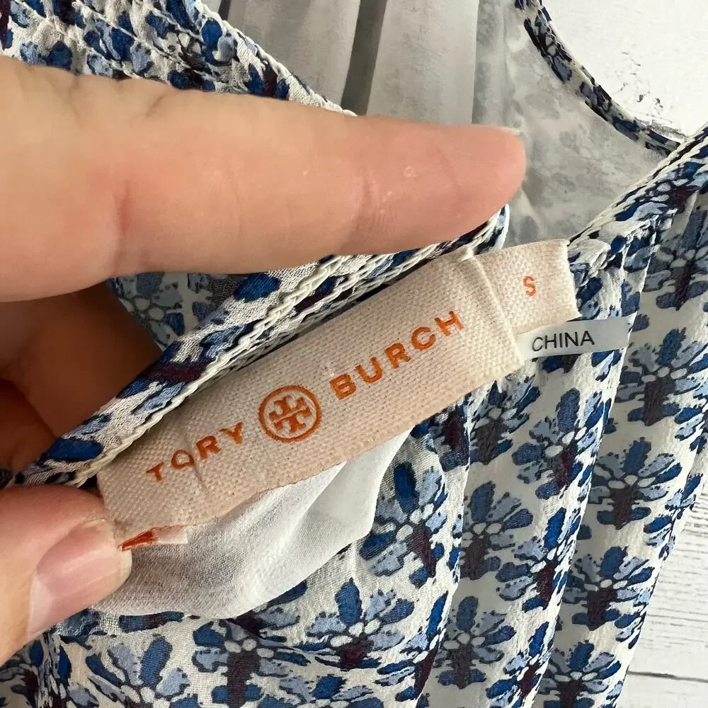 Tory Burch Printed Wide Leg Halter Silk Jumpsuit Size S